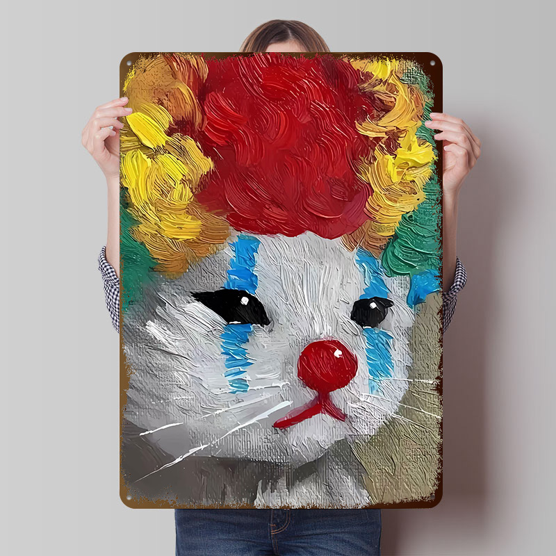 Vintage Gaming Accessories - Triste Clown Cat Painting Poster in